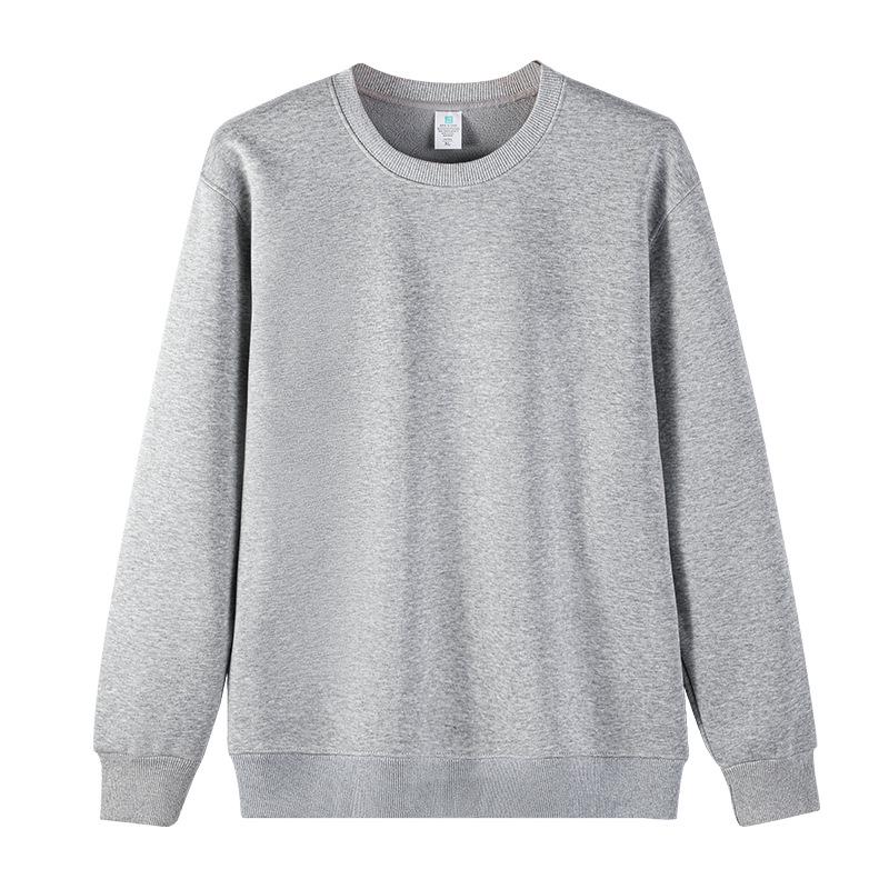 Cotton Plus Velvet Loose Fit Round Neck Sweatshirt - Versatile Solid Color for Autumn/Winter, 420g.
