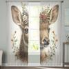 Watercolor Deer In Floral Bouquet Sheer Curtains Bedroom Voile Curtain Living Room Window Sheer Curtains Kitchen Tulle Drapes
