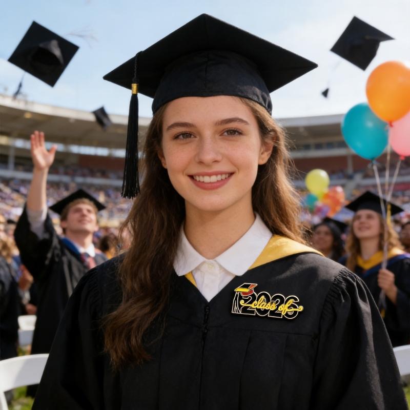 Elegante Spilla da Bavero Cappello di Laurea Commemorativo 2026 con Smalto Liscio Lega Spilla di Sicurezza per Risvolto
