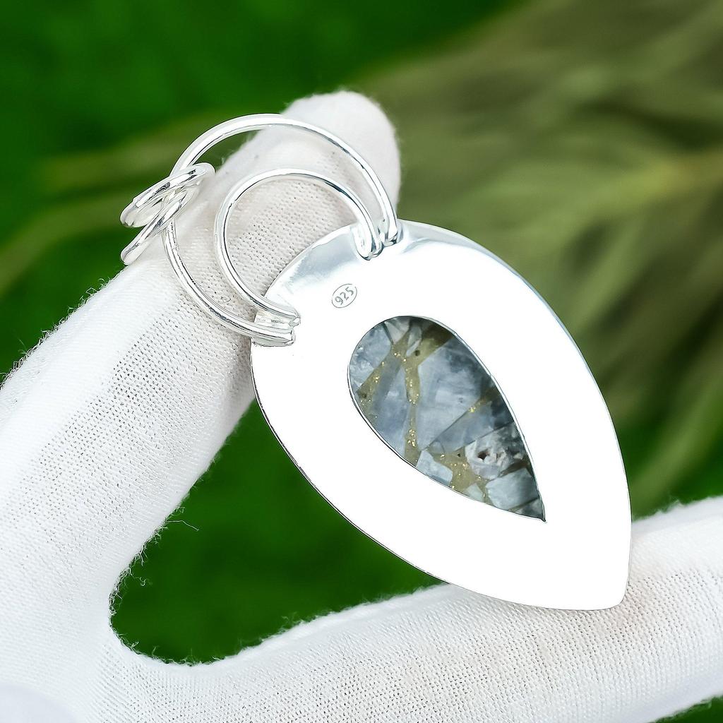 Friendship Day Deal Copper Seraphinite Gemstone Sterling Silver Bezel Pendant