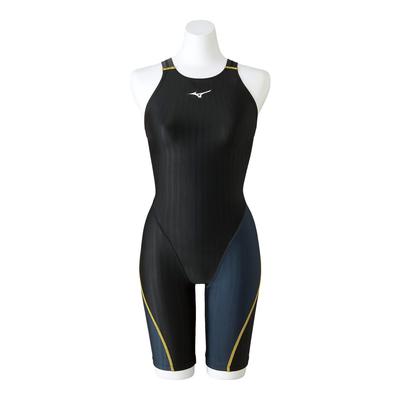 Stream Ace Race Open Back Half Suit Size Size for Competitive and Challenge FINA Swimming Women's (N2MG2720, 90 Black/Charcoal Gray, XL)