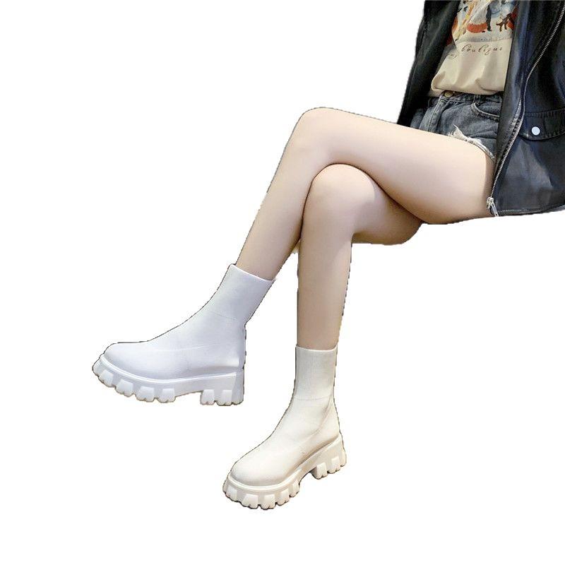 Size 35-43, large size women's shoes muffin platform Martin boots women's 41 elastic socks boots British style thin small short boots 42