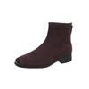 Inner Height-increasing Square Head Short Boots for Women 2025 Autumn and Winter New European and American Style Fashion Versatile Suede Wedge Heel