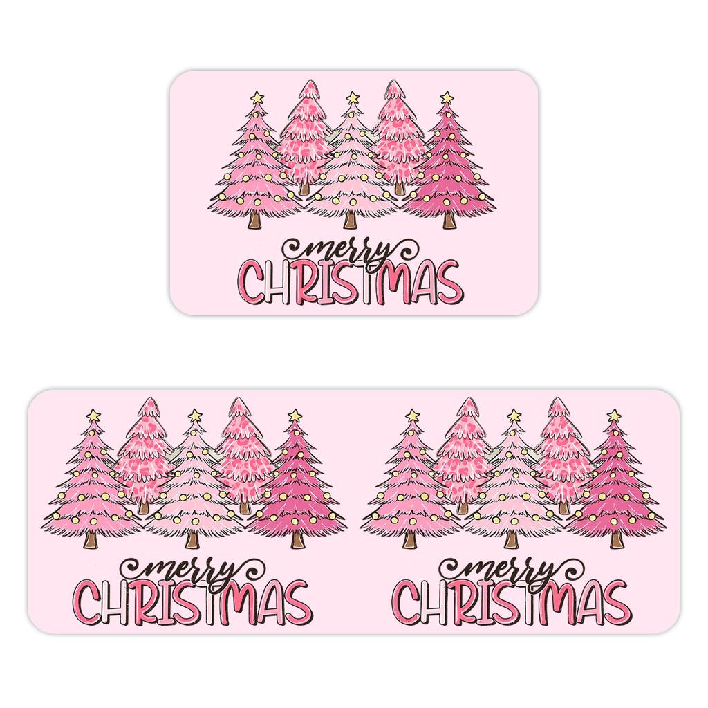 Christmas Kitchen Anti-slip Mat Carpet Flannel Doormat Two-piece Set
