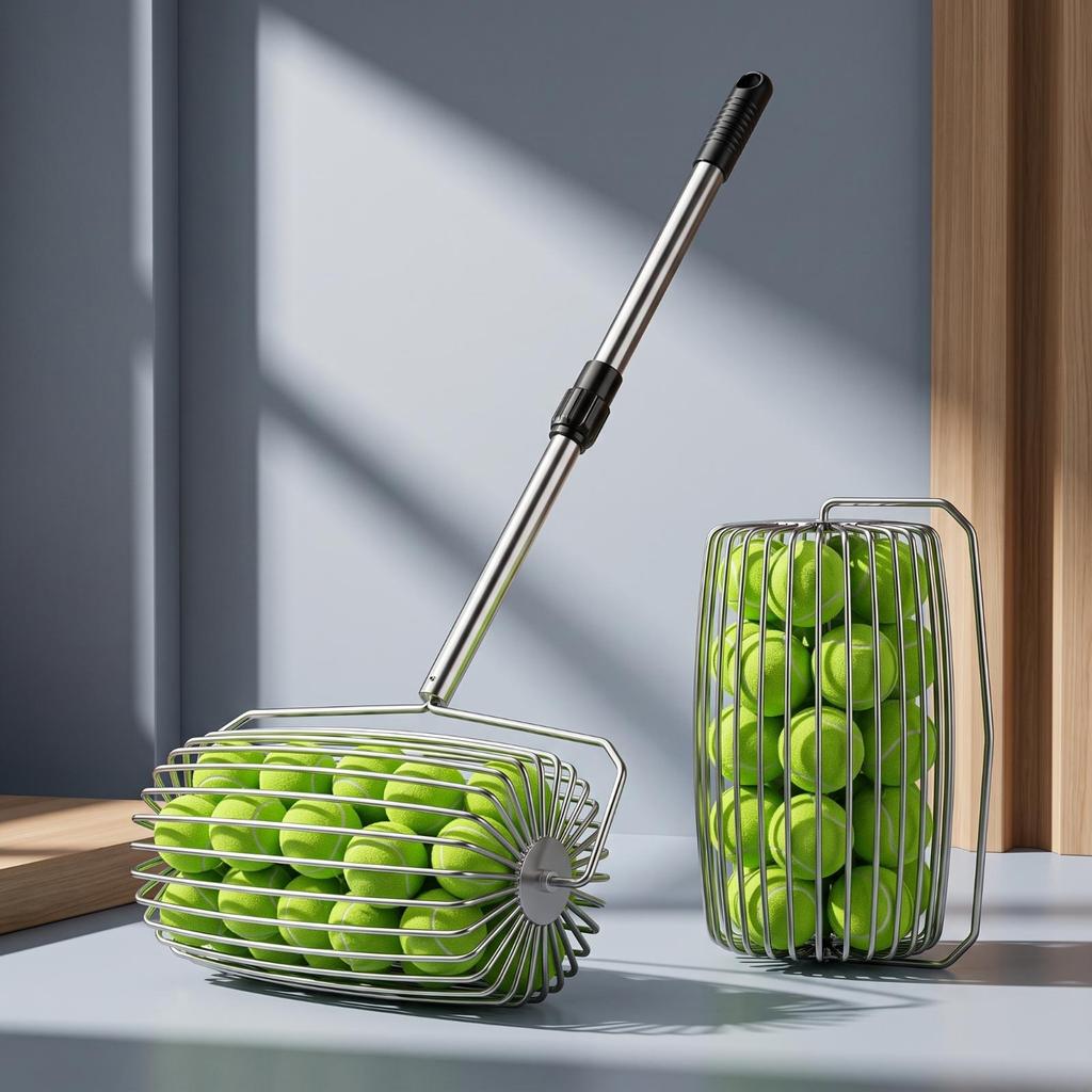 Raccoglitore per Palline da Tennis Raccoglitore a Rullo in Acciaio Inossidabile Portatile