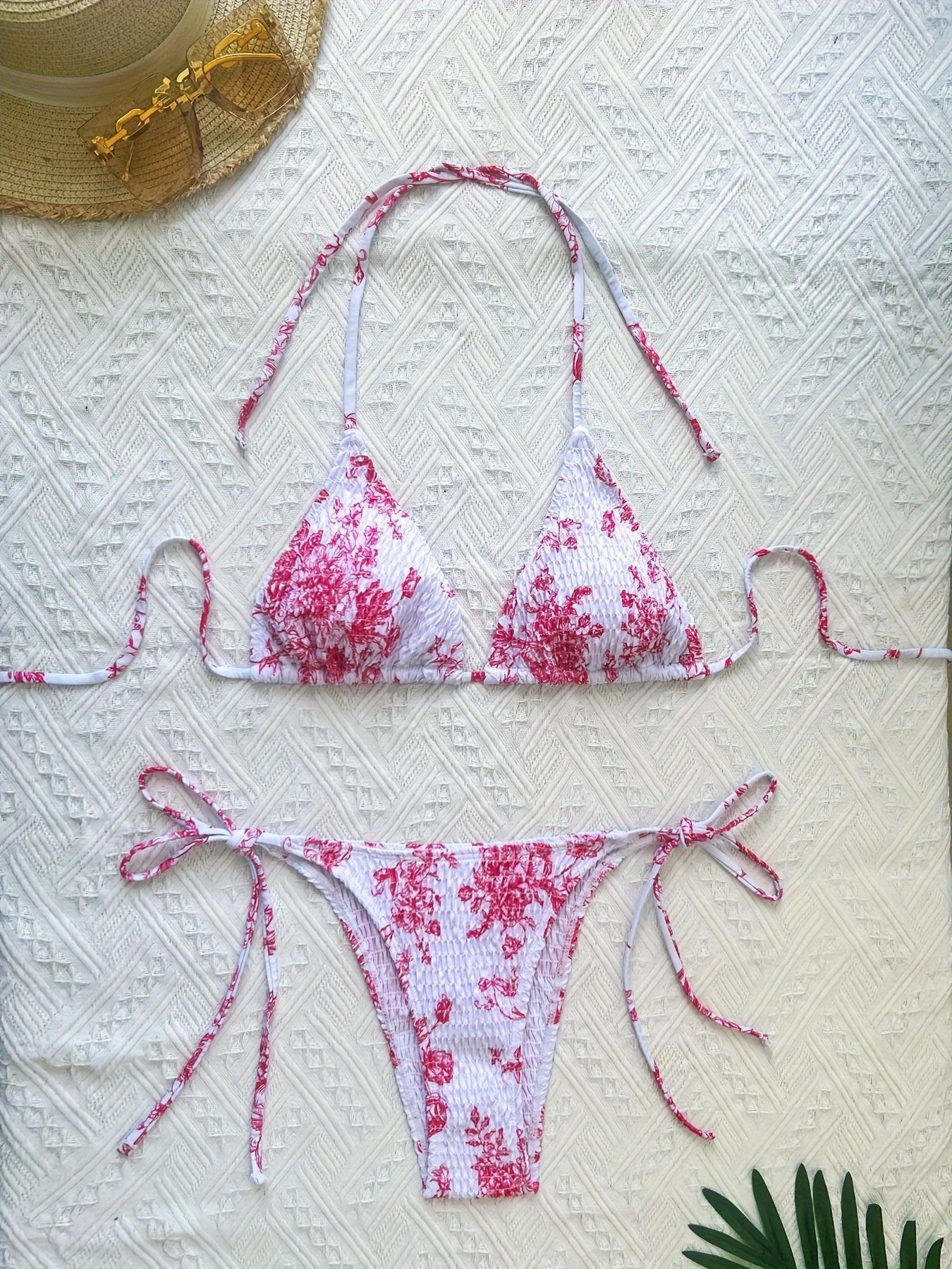 

2024 Европейский и Американский Женский Высококлассный Бикини с Принтом на Бретелях и Открытой Спиной XL