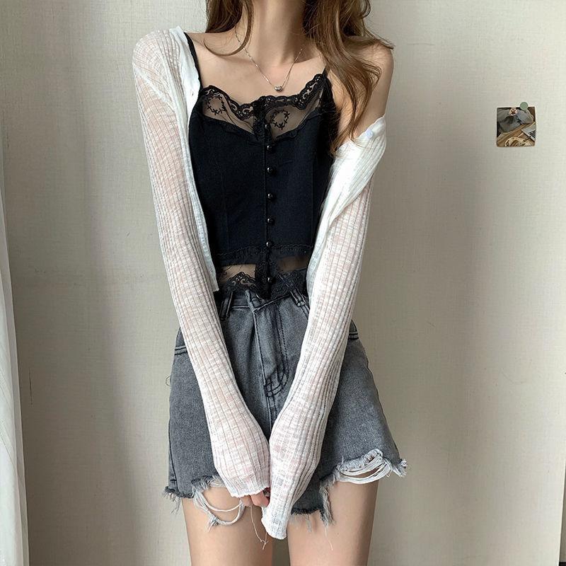 White Lace Knit Camisole Vest for Women Perfect for Outerwear and Innerwear with A Base and Short Strapless Top