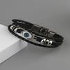 Perfect Blue Evil Eye Leather Braided Wrap Multi Layer Black Band Adjustable Bracelet for Men, Boys