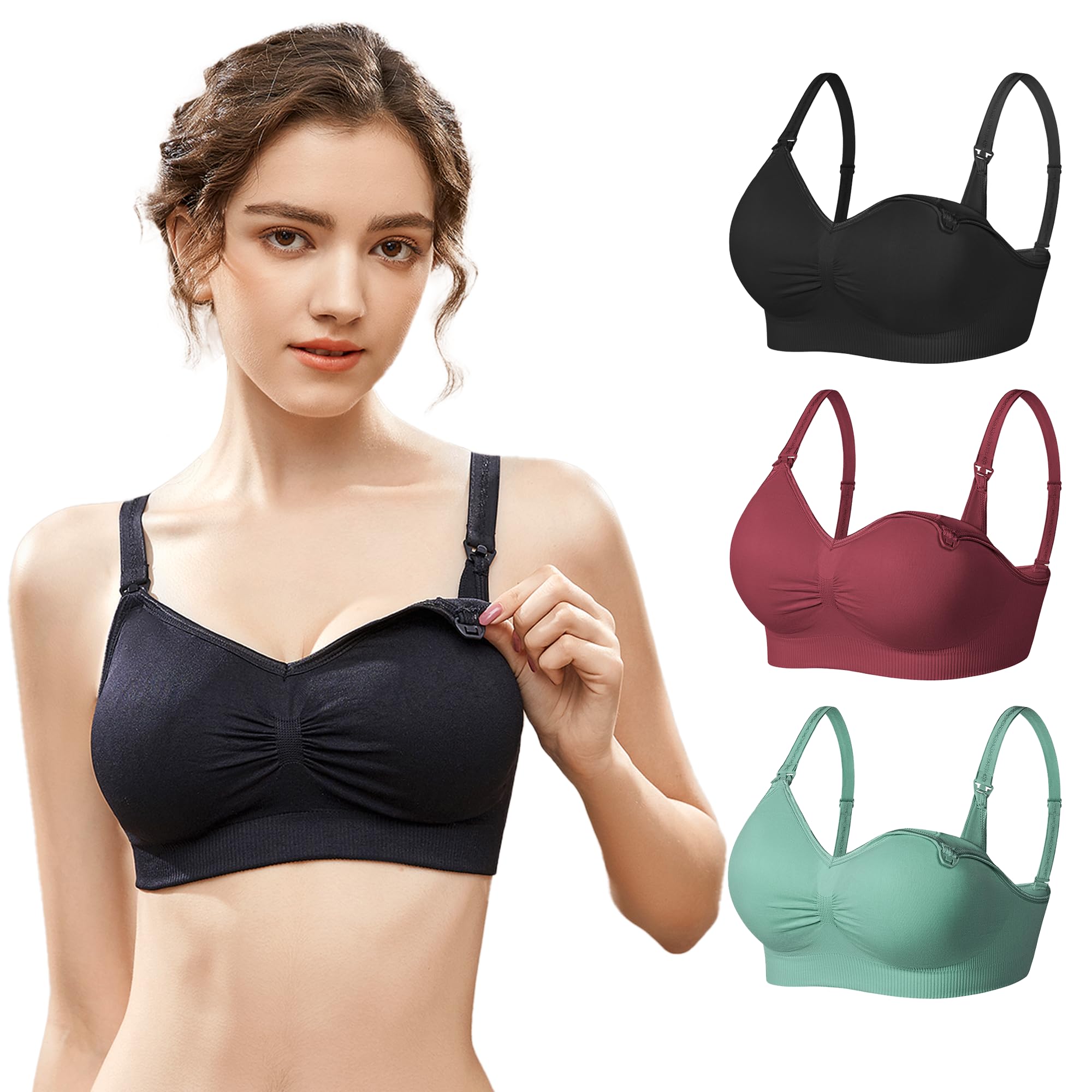 

Nursing Bra of Maternity Strap Wireless with Extension Inner Large Size A [CM Tech] [Set 3] Bra, Open, Prenatal, Pregnancy, Postpartum, Bra, Hook,