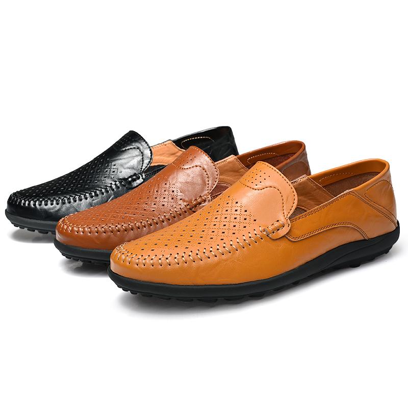 Italian Breathable Slip On Male Boat Shoes Size 48 Leather Men Casual Shoes Luxury Brand Formal Men Loafers Moccasins