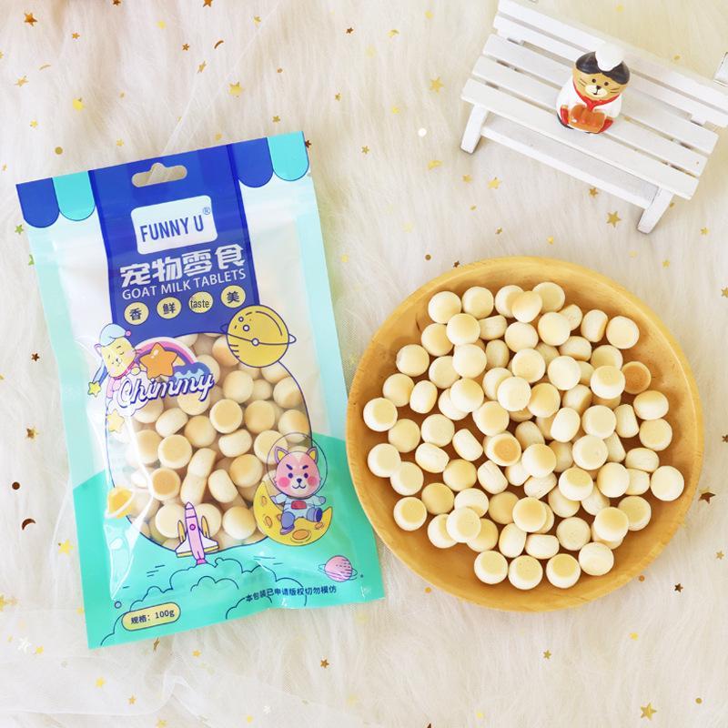 Dog Teething Cleaning Biscuits - Multi-Flavor (Chicken, Beef, Calcium, Milk), Deodorizing Mini Buns, 100g