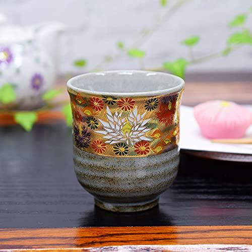Waza No Kura Stylish Kutani Ware Teacup with Gold Flower Design, Ceramic, Brand Name, Japanese Tableware, Made In Japan, Perfect As a Birthday Gift, 6