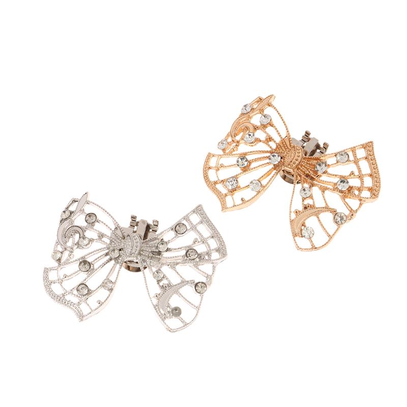 1Pc Shiny Hollow Rhinestone Bow Shoe Buckle Fashion Bowknot Shoes Decoration Shoe Clip Wedding Bride Shoes Accessories