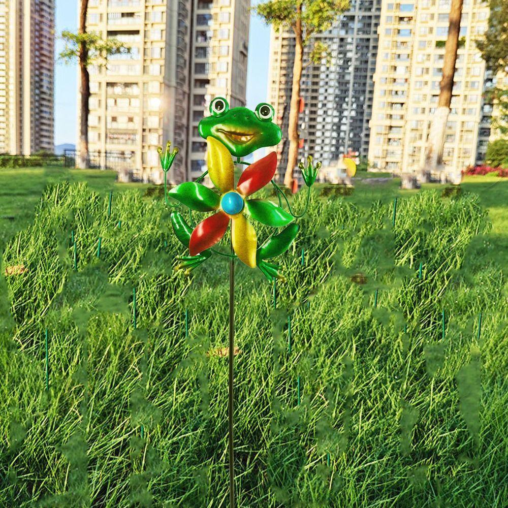 Rotating Frog Shape Wind Spinner Removable Creative Metal Windmill Sculpture Iron Durable Wind Collectors Rotator Patio