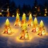 Christmas Tree Ornament for Garden Solar Light, Santa Resin Yard Stake Decor with Craft Decorations Patio Warm Glow, Waterproof Outdoor Lawn
