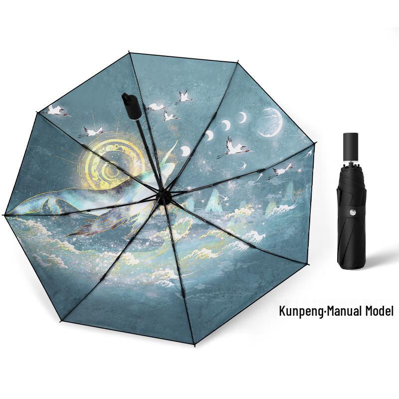 Nanjiao Black Vinyl UV Protection Folding Umbrella