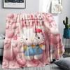 1PC Hello Kitty Pink Print Flannel Blanket, High quality All Seasons, Home Decor, Warmth and Comfort, Perfect for Christmas Gifts