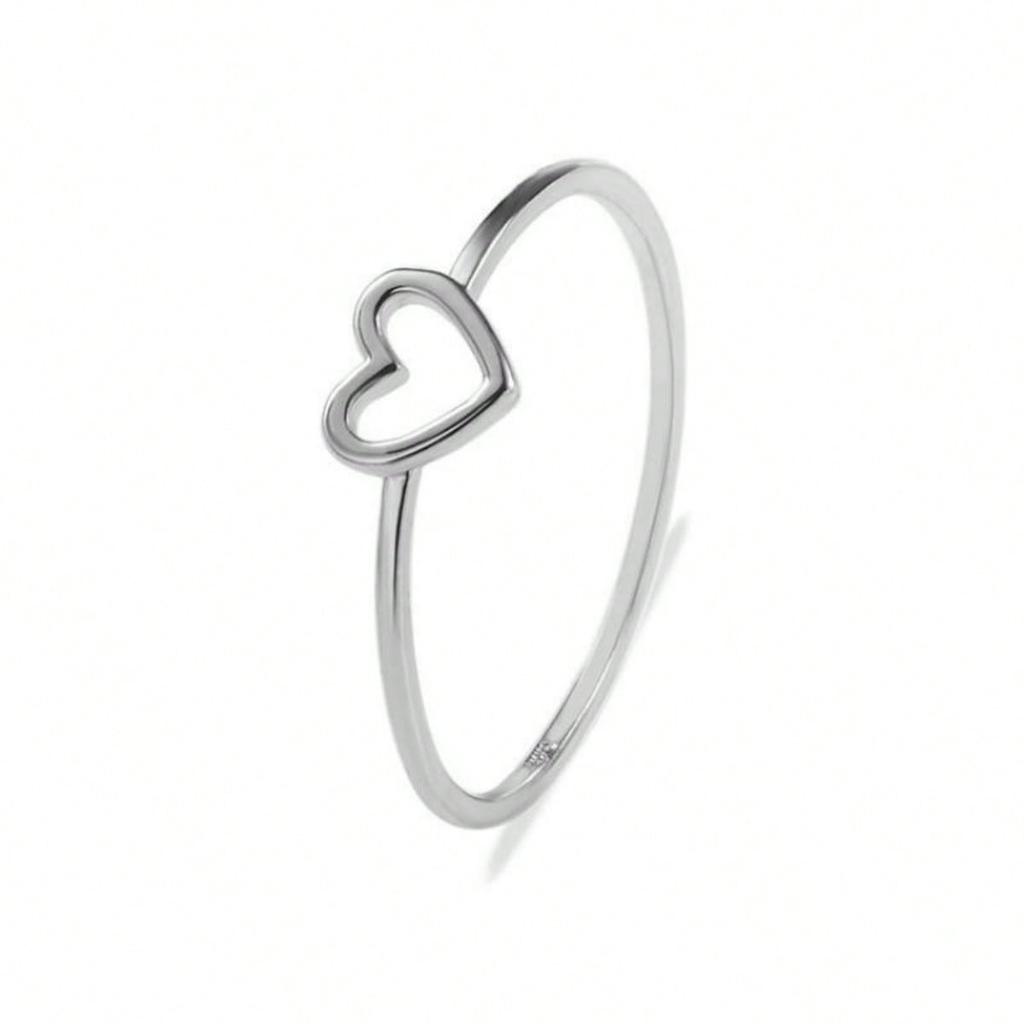 Minimalist Hollow Heart Ring, Copper Ring