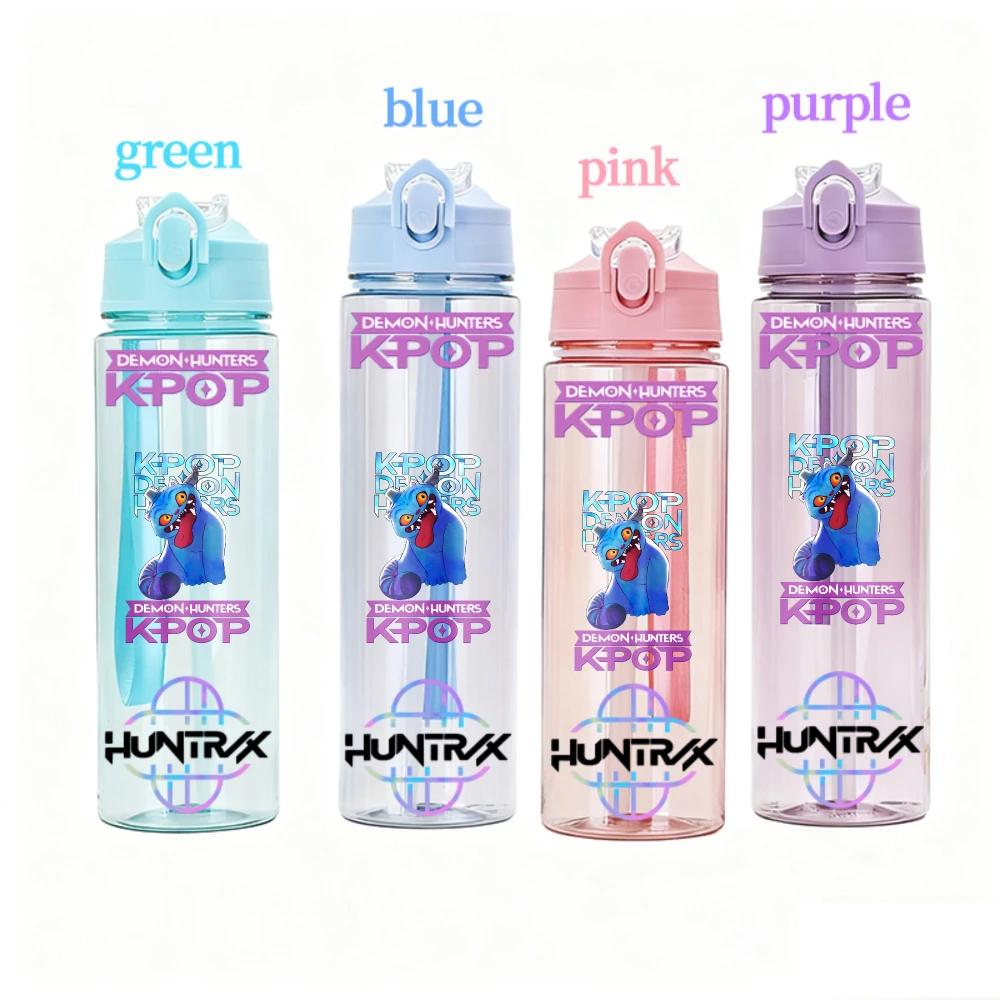 800ML KPOP Demon Hunters Transparent Water Cup Leakproof Shatterproof Anime Fashion Portable Sports Cup designed for Boys and Girls Present