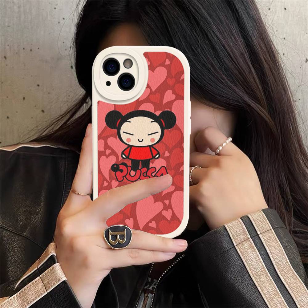 Popular Animation P-Pucca Phone Case For IPhone 16 15 14 13 12 11 Pro Max Plus Leather Soft Cover