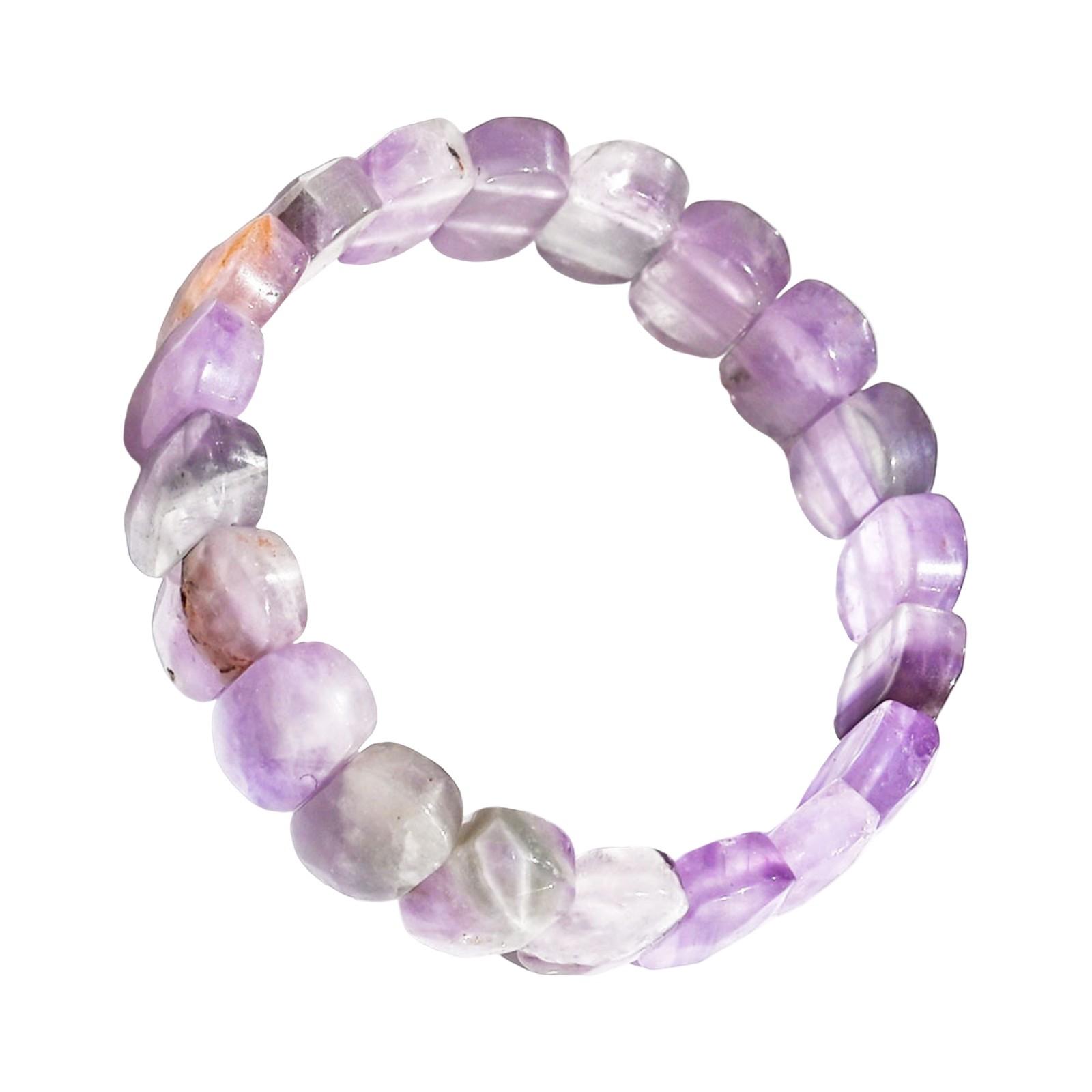 

Браслеты из натуральных камней с квадратными бусинами, аметист, розовый кварц, прямоугольный браслет для женщин One Size