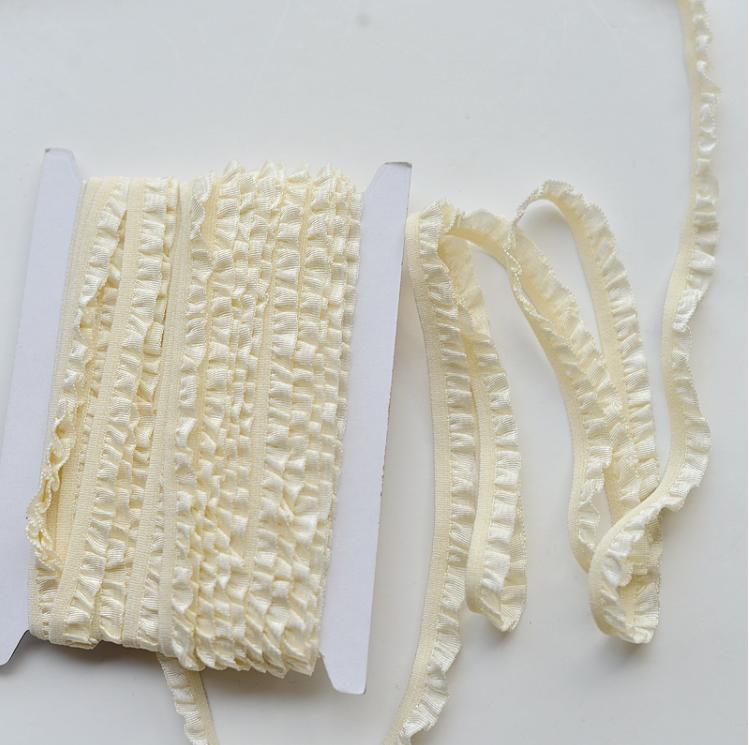 5 Meter Ruffle Lace 1CM Wide Elastic Lace Fabric Ribbon Lace Trim Ribbon Diy Craft Fabric African Fabrics Stretch