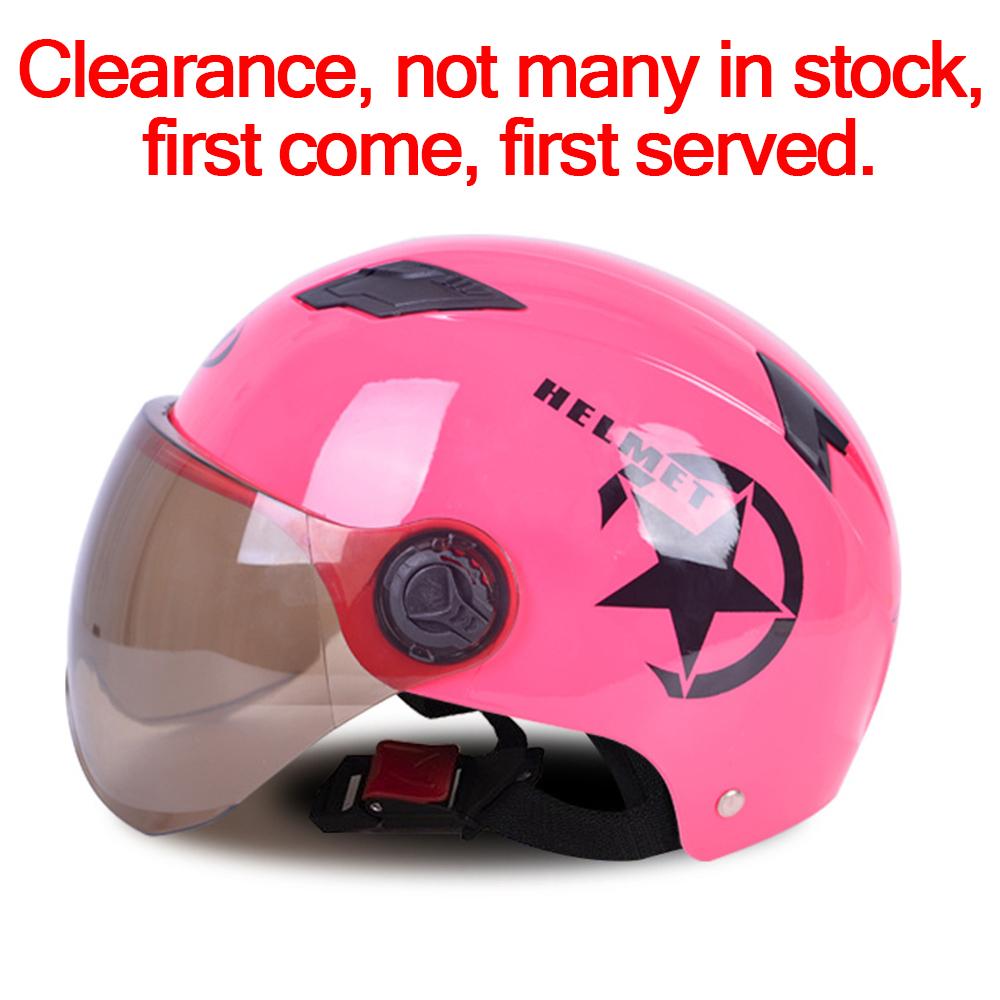 Men Motorcycle Helmet,Woman Electric Motor Car Scooter Bike Open Face Half Helmet,Anti-UV Safety Hat Bicycle Cap with Goggles