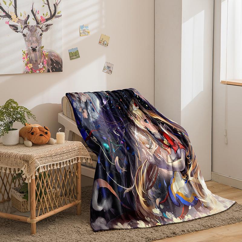 Cartoon Beautiful Girl War Series Double-Sided Flannel 3D Digital Printing Blanket, Blanket