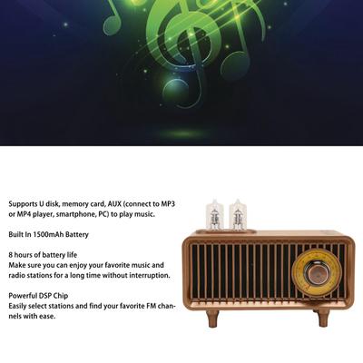 Vintage Radio Speaker Mini Wooden FM Stereo Sound Radio Vintage Imitation Wood Grain Portable Bluetooth Speaker Portable Speaker