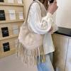 Women's Suede Shoulder Bucket Bag  Bags  Bags  Tassel  Women's Bags  Luxury  Designer  Fashion  Trend  New