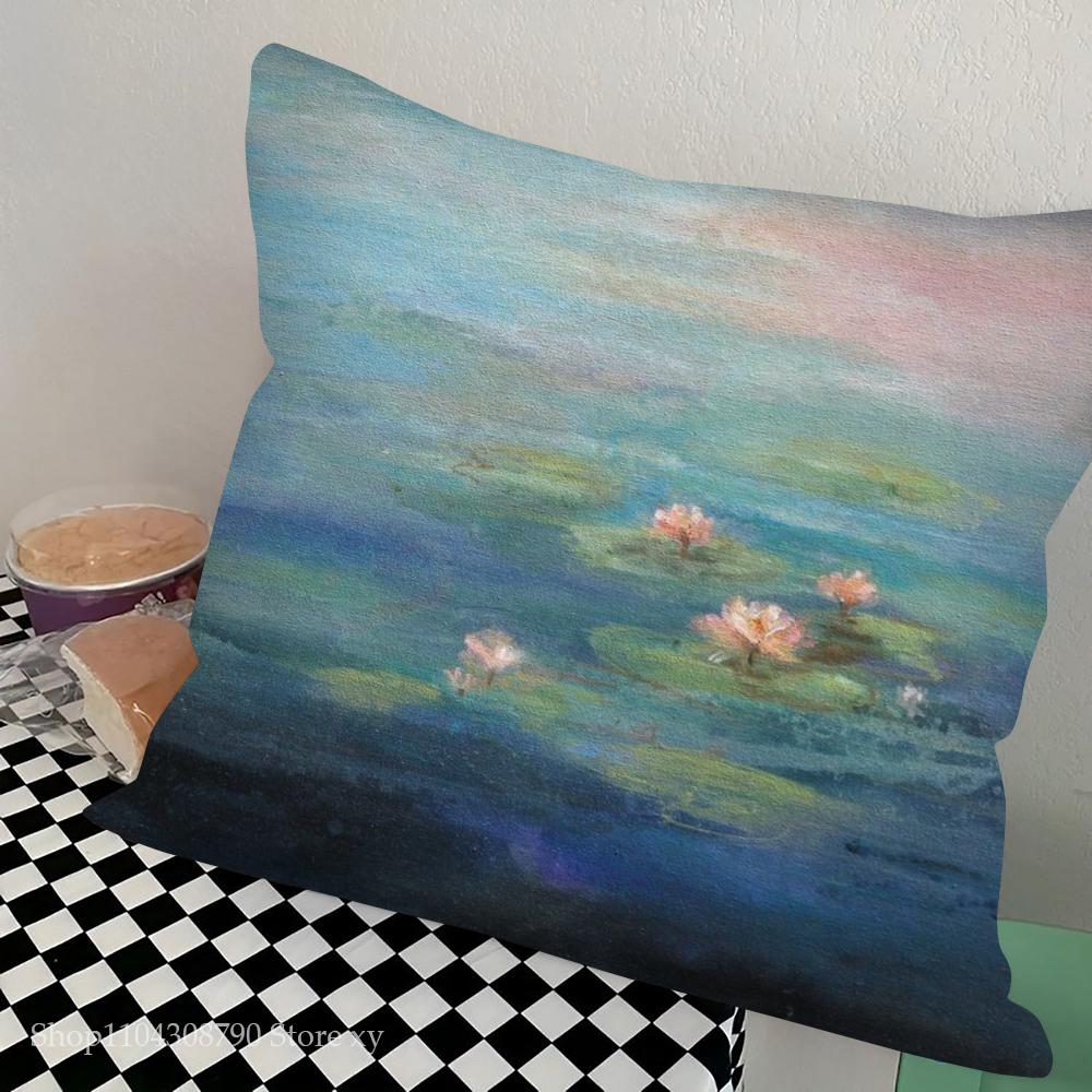 1pc Claude Monet Pillow Case Square Bedroom Sofa Leisure Comfort Cushion Car Living Room Home Decoration
