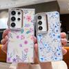 Cartoon Flowers Pattern Case For Samsung S26 S25 Ultra S24 FE S23 Plus S22 S21 A15 A16 A17 A35 A36 A37 A54 A55 A56 A57 5G Plating Lens Soft Cover