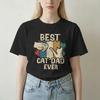 Casual Vintage Best Cat Dad Ever Gift TShirt For Unisex Unisex Round Neck Cotton T Shirts Funny Father Daddy Gift Short Sleeve Tees