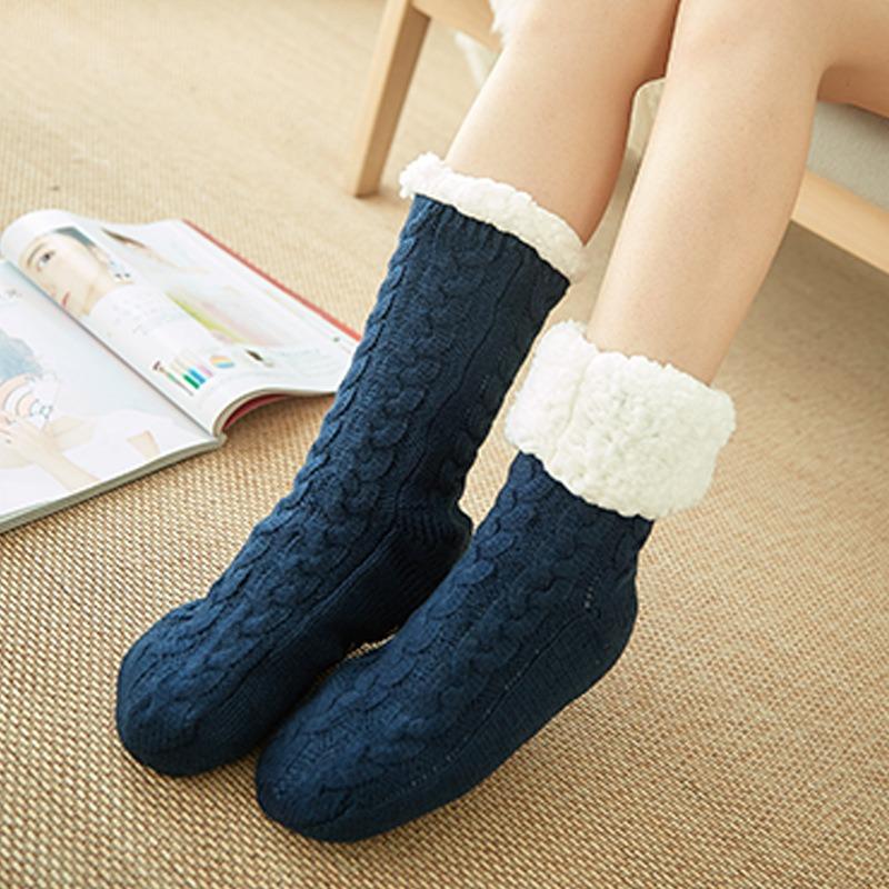 Winter Fuzzy Women Socks Plush Anti Non Slip Grip Soft Thick Fluffy Thermal Female Floor Short Sock