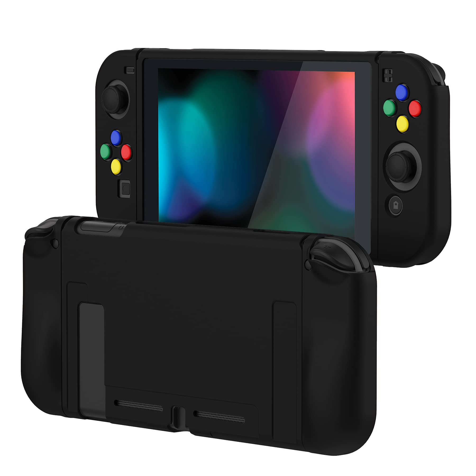 

Защитный чехол для PlayVital, мягкий TPU, тонкий чехол для Switch с цветными колпачками кнопок ABXY Switch, [черный] чёрный