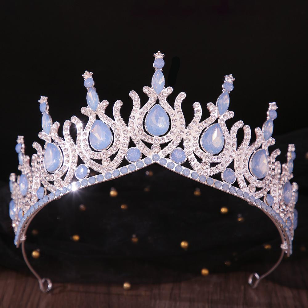 DIEZI 19 Colors Baroque Opal Crystal Tiara Crown For Women Girls Wedding Party Elegant Luxury Rhinestone Crown Hair Jewelry