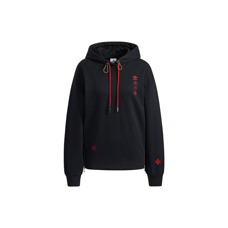 Adidas Оригиналы Свитшот с капюшоном и регулируемым шнурком на весенний фестиваль Китая Женский свитшот Черный HD0334 32