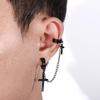 Titanium Steel Tassel Cross Dangle Earrings Women Ear Clip Korean Stud Earrings Men Ear Cuff