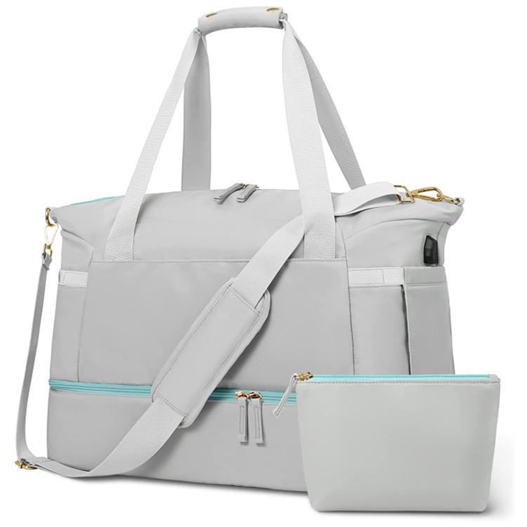 Sporttasche für Damen, Sport-Reise-Duffeltasche mit USB-Ladeanschluss, Weekender, Übernachtungstasche mit Nassfach und Schuhfach, Qualität