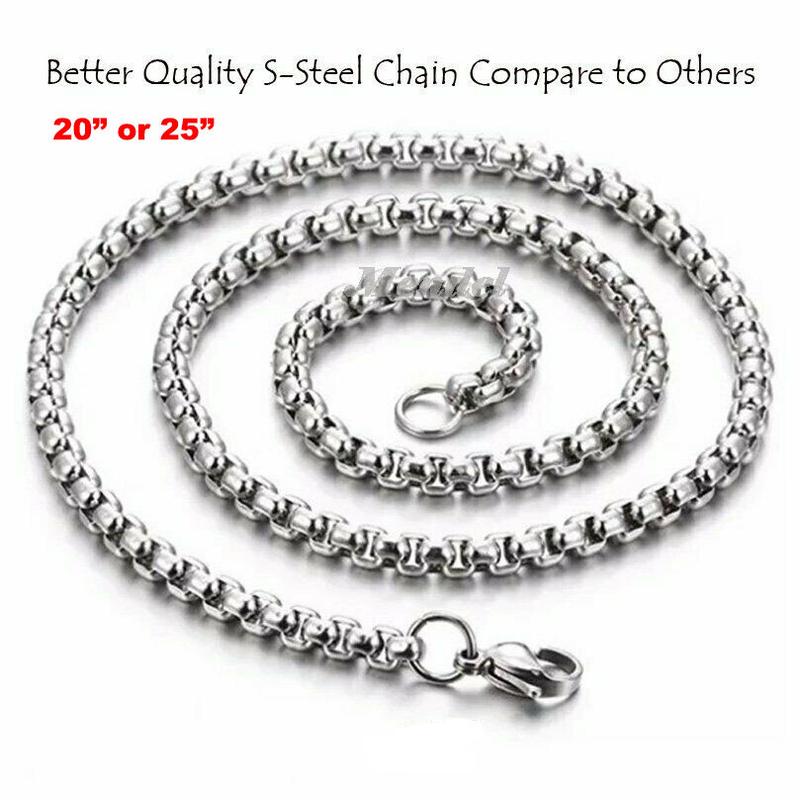 Mens Stainless Steel Viking Fenrir Wolf Head Pendant Necklace Men Silver