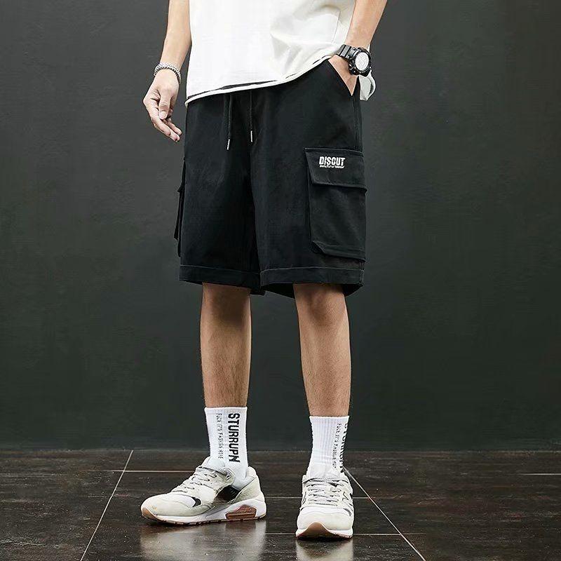 Pantalones Cargo Recto Sueltos de Verano para Hombres Pantalones Cortos Informales de Pierna Ancha de Talla Grande Pantalones de Chándal de Cinco Puntos