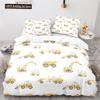 Digger Duvet Cover Set Cartoon Heavy Machinery Truck Crane Mixer Excavator Tractor Pattern For Kid Teen Polyester Bedding Set