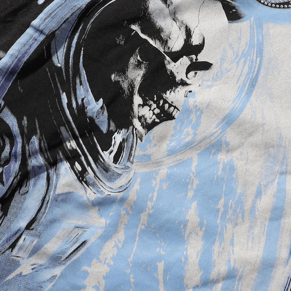 Summer Men's and Women's Majestik Fearless Astronaut Skull & Human Vintage Washed Oversized Tee