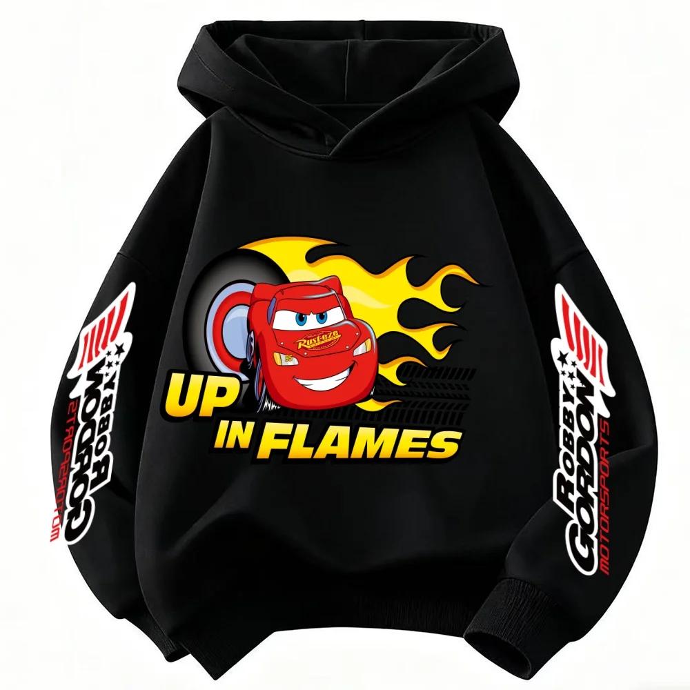 Felpa con Cappuccio per Bambini Stampa Fulmine McQueen Auto Ragazzo Ragazza Autunno Inverno Quotidiano Esterno Vacanza Casual Calda Abbigliamento Sportivo