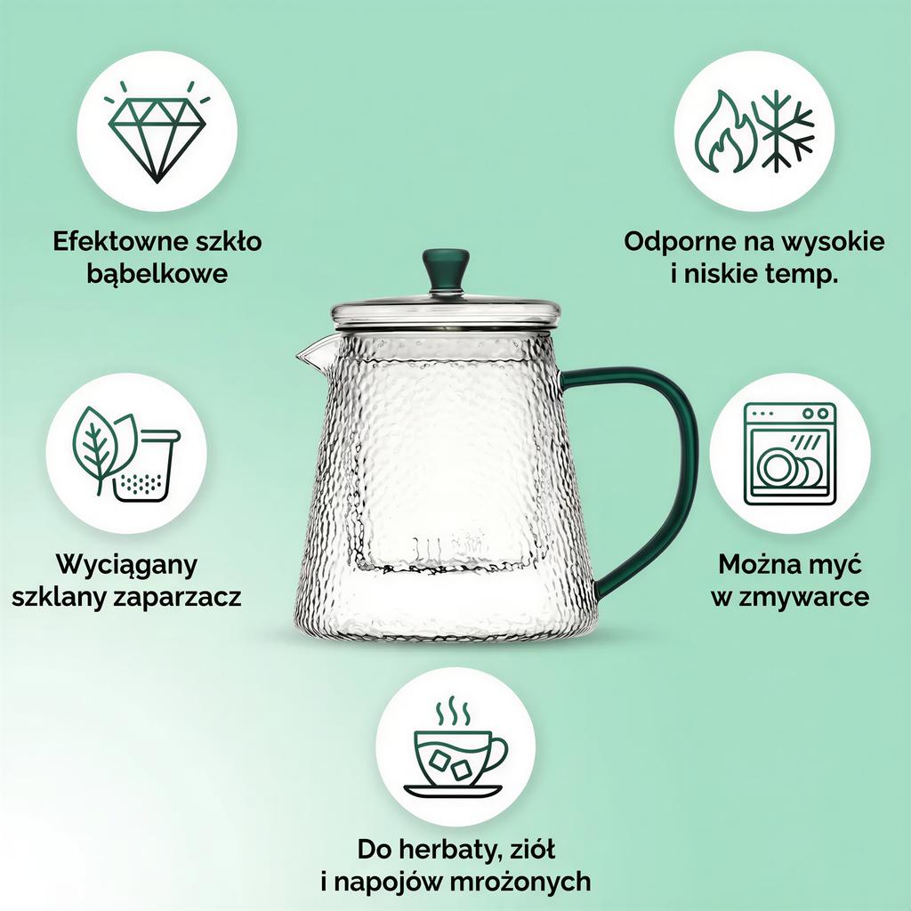 GLASS JUG TEA INFuser 1L TRANSPARENT BOROSILICATE GLASS