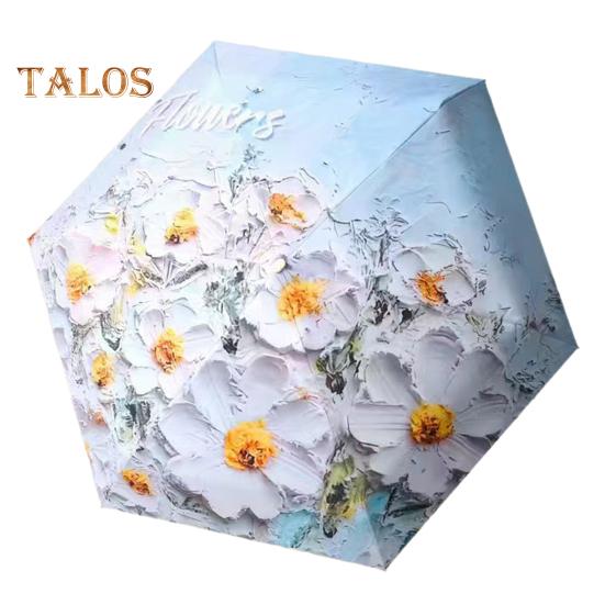 

Складной зонт с стержнями из черного металла и спицами из стекловолокна, цветочный узор, легкий ветроустойчивый зонт D