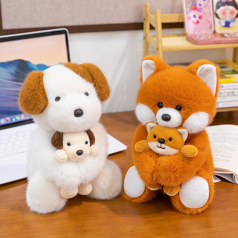 Cute Mother and Child Animal Plush Toy Rabbit Puppy Doll Cartoon Duck Doll Children's Company Gift