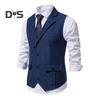 Men Suit Vest Lapel Sleeveless Single Breasted Slim Fit Waistcoat with Flap Pockets Solid Color Formal Business Vest Coat