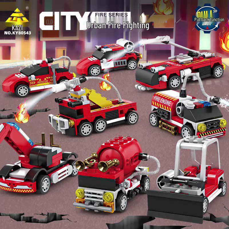 City Fire Rescue Water Cannon 8-in-1 Assembly Model Educational Toy Building Blocks