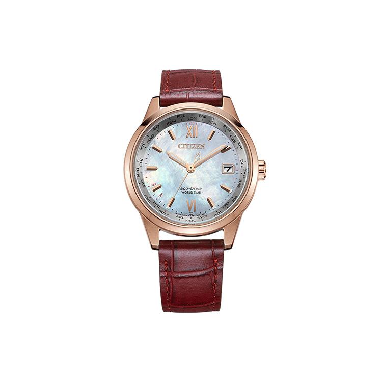 CITIZEN Ecology Drive Collection Light Powered Quartz Movement Leather Strap Watch Women s Watch FC8009-18Y Mother-of-Pearl Color